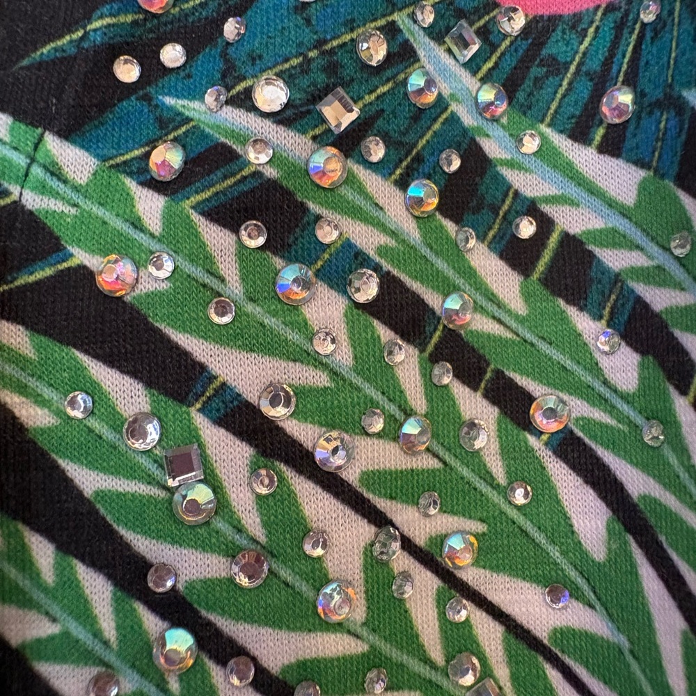 Onque Casuals NWT Multicolor Tropical Button Down Shirt/ Rhinestones. Size 2X - Picture 3 of 10